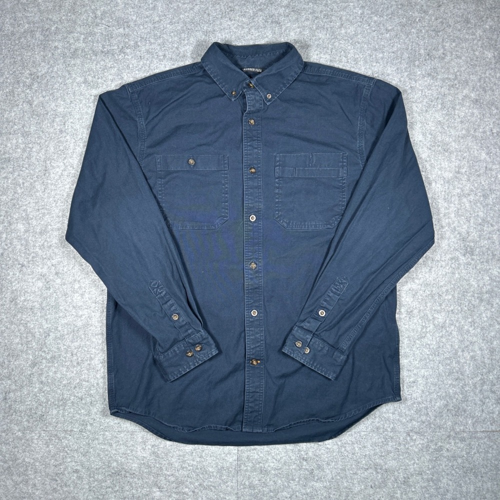 Carhartt Shirt Men Large Blue Rugged Flex Relaxed Fit Long Sleeve Work Buttoned